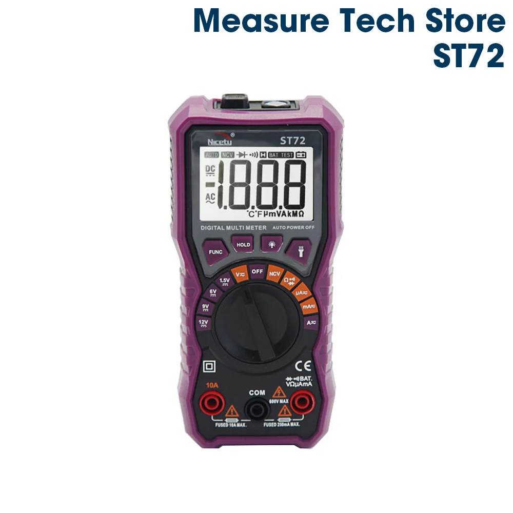 

Nicetymeter ST72 LCD display digital Multimeter Auto Range battery test portable car tester with Backlight NCV Led Flash DIY
