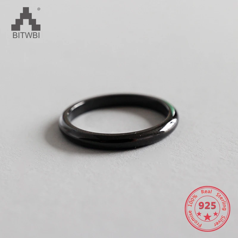 

100% S925 Sterling Silver Fashion Charm Jewelry Vacuum Black Ring
