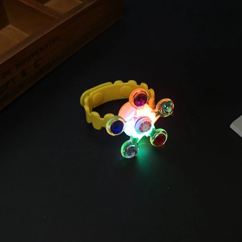 Children's Luminous Wrist Band Manual Rotating Soft Flash Gyro Bracelet LED Cartoon Lights Glow In The Dark Toys for Kids