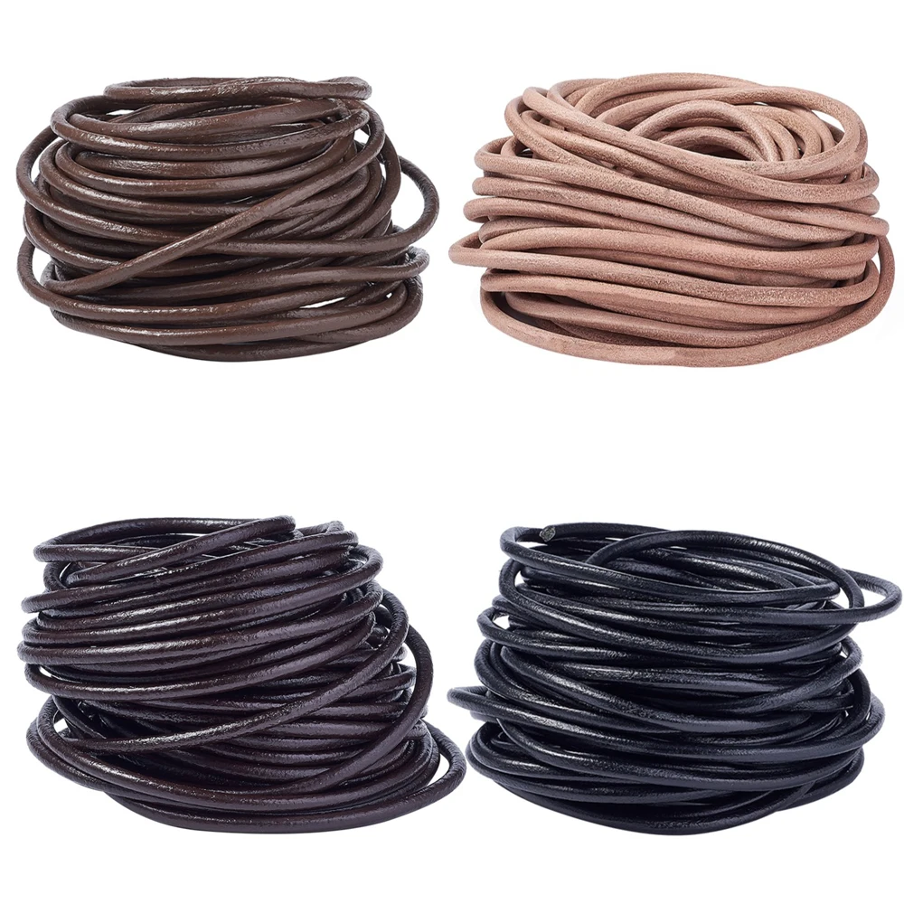 Buy 4mm thick Black Cowhide Leather Cord For DIY Craft