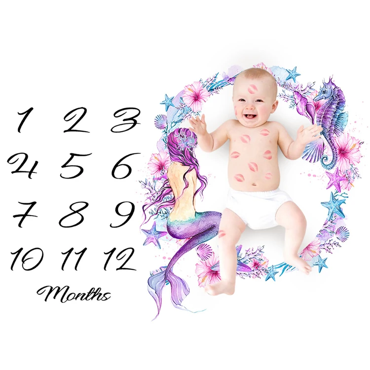 Фотофон с календарем для младенцев и малышей, одеяло для фотосессии, месячные недели, цветные печатные фотографии, ткань 100x100 см