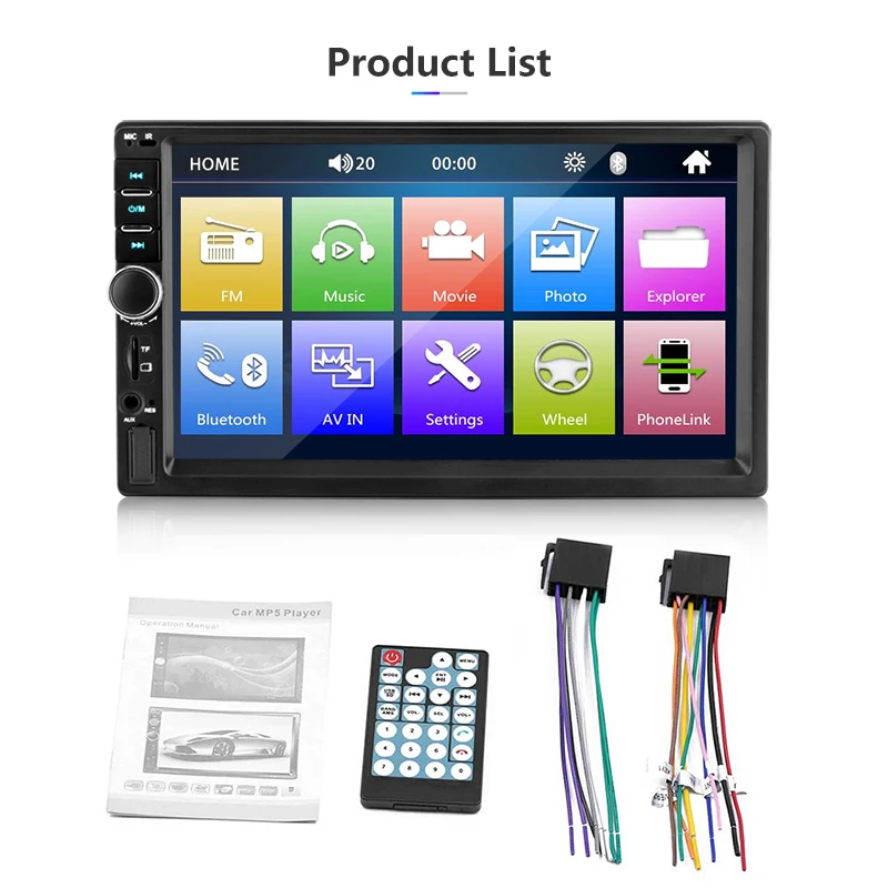 Jansite coche Radio DVD MP5 reproductor Digital pantalla táctil TF tarjeta coche reproductor multimedia espejo 2din coche autoradio con refuerzos. cámara