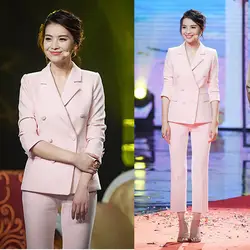 Весенний костюм новый поперечный певец Li Kun с розовым профессионалом OL темперамент маленький костюм женский тренд модный сексуальный