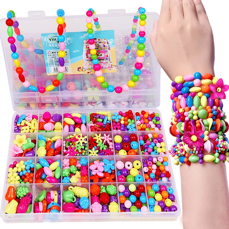 Art Craft Jewellery Making Beadwork Kits Creativity Toys for Kids Girls 500pcs Ldawy Children DIY Bead Set Plastic Beads Colourful Pop Beads for Making Necklace Bracelet Ring 