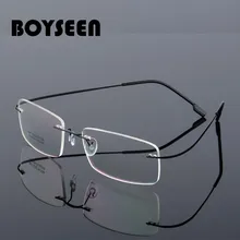 BOYSEEN, очки без оправы, мужские, титановый сплав, складные, женские, квадратные очки, ультралегкие, без оправы, очки