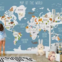 Beibehang обои фото мультфильм карта мира Детская комната фон настенные фрески большой заказ гостиная спальня 3d обои