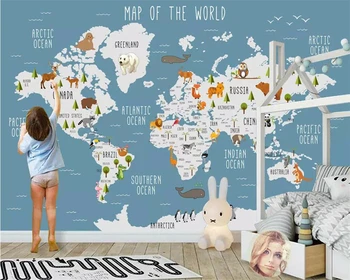

Beibehang wallpaper photo cartoon world map children's room background wall murals large custom living room bedroom 3d wallpaper