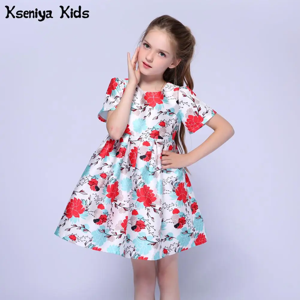 Kseniya Kids/летнее торжественное платье с цветочным узором для девочек; Детские платья для девочек; одежда для маленьких девочек на свадьбу; корейская детская одежда