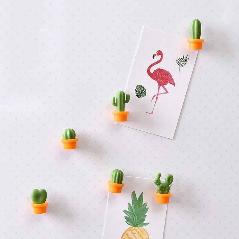 

Anpro 6Pcs Cute Succulent Plant Cactus Magnetic Sticker Refrigerator Home Decor Creative Notice Message Magnets Stickers