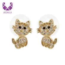 

Women Stud Earrings for Ladies with Full Cubic Zirconia Zircon Cat Shape Earrings Cute Romantic Girl Young Birthday Gift