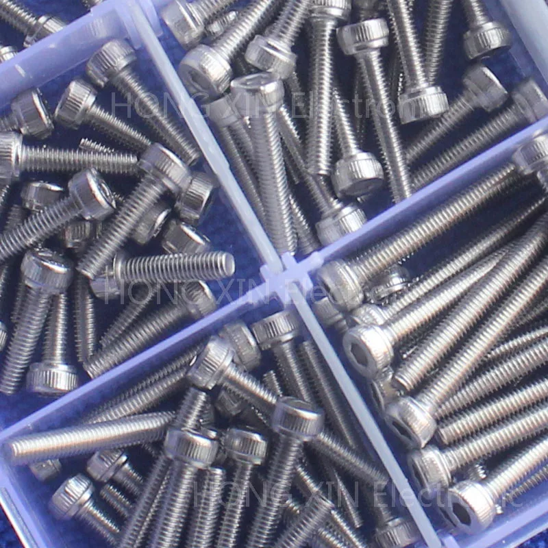 Baratos 440 Uds M3 (3mm) 304 A2 pernos Allen de acero inoxidable tornillos hexagonales de cabeza tornillos tuercas de llave surtido Kit envío gratis tornillo