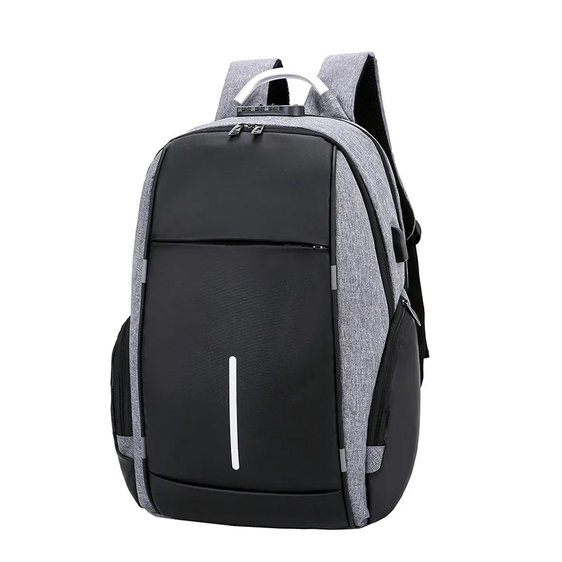 Мужские рюкзаки с защитой от краж, брезентовые школьные сумки с usb зарядкой для подростков и мальчиков, 14 дюймов, рюкзак для ноутбука, мужской рюкзак для путешествий, школьный рюкзак - Цвет: Светло-серый