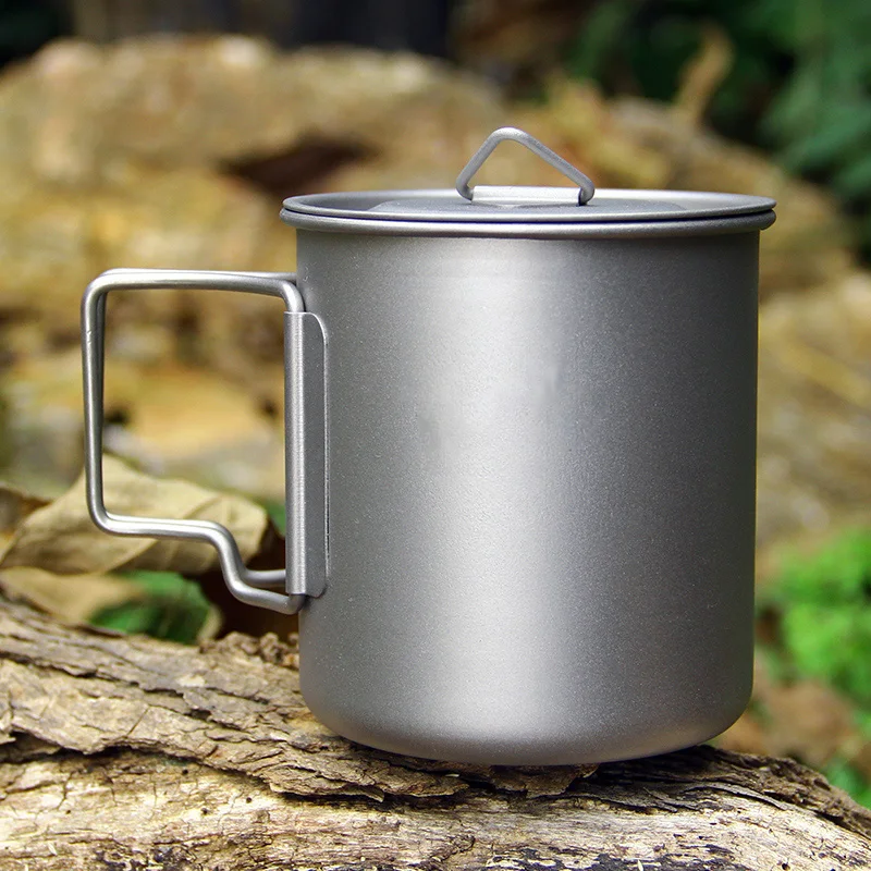 

Flame's Creed 420ml titanium cup outdoor camping cookware picnic titanium mug couverts cooking utensils tableware for trekking