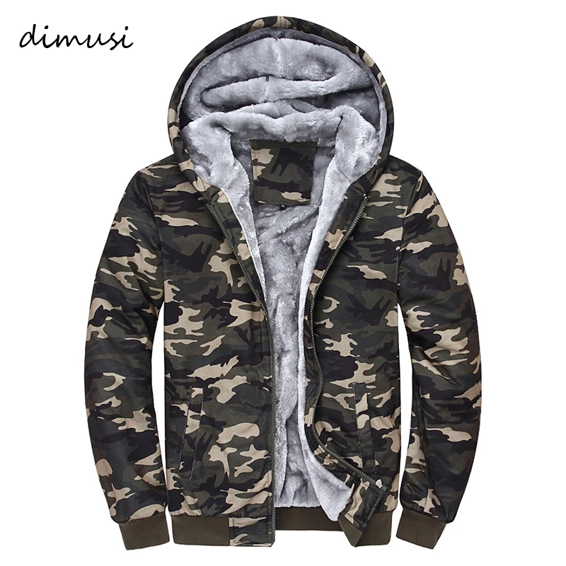 

DIMUSI Winter Hoodies Men Velvet Warm Coats Mens Outwear Windbreaker Army Camouflage Hooded Parkas casaco masculino 5XL,TA231