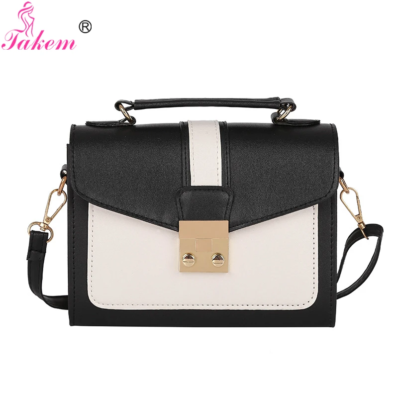 

TAKEM 2019 Women PU Leather Handbags Brown Casual Tote Bags Crossbody Bag TOP-handle Bag High Quality luxury Shoulder Bag Bolsos