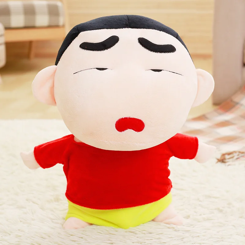 1 шт. 35 см озорной Crayon Shin-chan Мягкие плюшевые куклы короткая футболка с героями из японского аниме «Син-тян»; фигурки для лучший подарок - Цвет: Черный