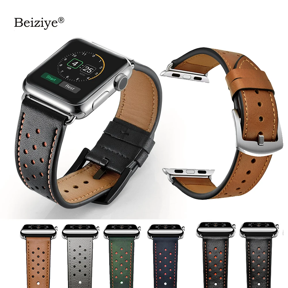 

6 Colors Leather Replacement Watch Strap For Apple Watch Band 42mm 38mm 44mm 42mm Women Men Bracelet Band for iWatch 1 2 3 4