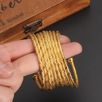 

8pcs Simple Bracelets Dubai India Bangles for Women Simple Open Cuff BangleLove Bangle pulseiras Arab girls kids gift