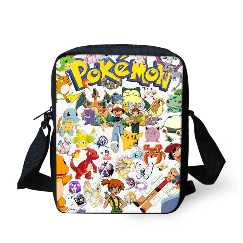 Тикин Аниме Покемон сумка для детей мальчиков девочек маленькая сумка через плечо Пикачу/Eevee/Squirtle 3D принт дорожные сумки на плечо - Цвет: THIKIN BAG