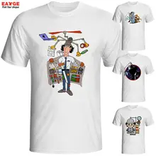 EATGE Exclusive White Printed T shirt Funny Short Sleeve O neck Tshirt Classical Anime Inspector