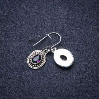 

Natural Mystical Topaz Handmade Unique 925 Sterling Silver Earrings 1" X4912