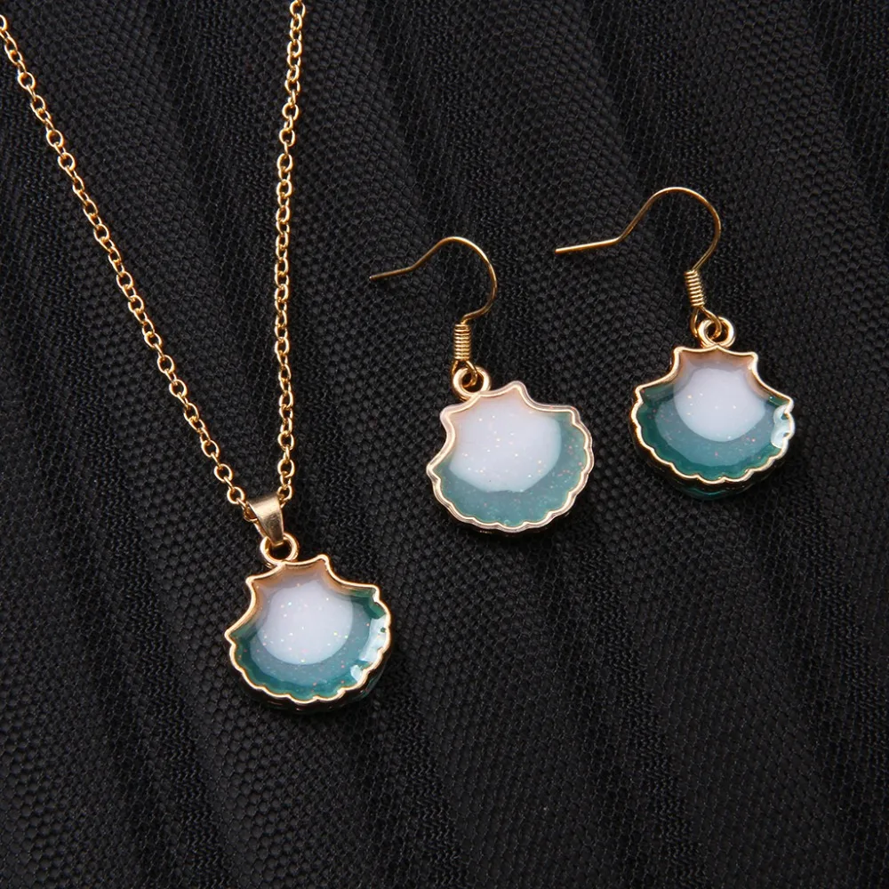 

Fashion New Transparent Shell Pendant Necklace Earrings Short Necklace Female Outdoor Party Ocean Beach Party Colar Feminino