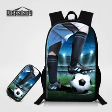 Dispalang 3D печати футбольных ученик школьные сумки 2 шт./компл. детский пенал рюкзак личность Bookbags для мальчиков Мужская Bagpacks