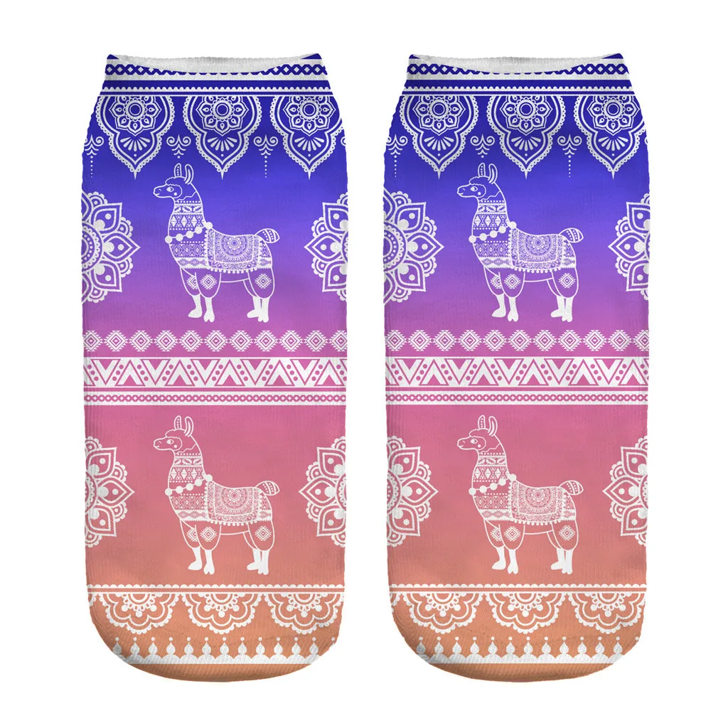 Женские носки из альпаки с 3D цифровой печатью, невидимые носки для взрослых, волшебные носки, носки до лодыжки, носки с 3D принтом, художественные носки для женщин 7,3 - Цвет: A