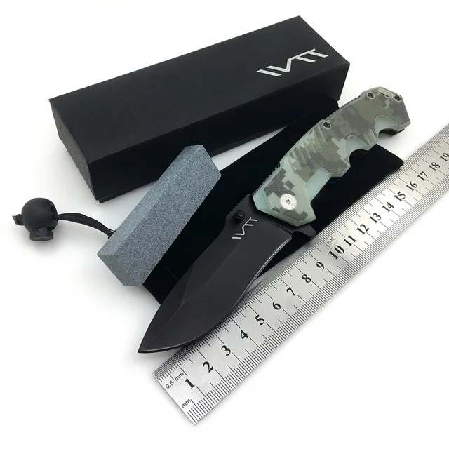 10 Combat Folding Knife Black Blade G10/Aluminum Handle Outdoor ...