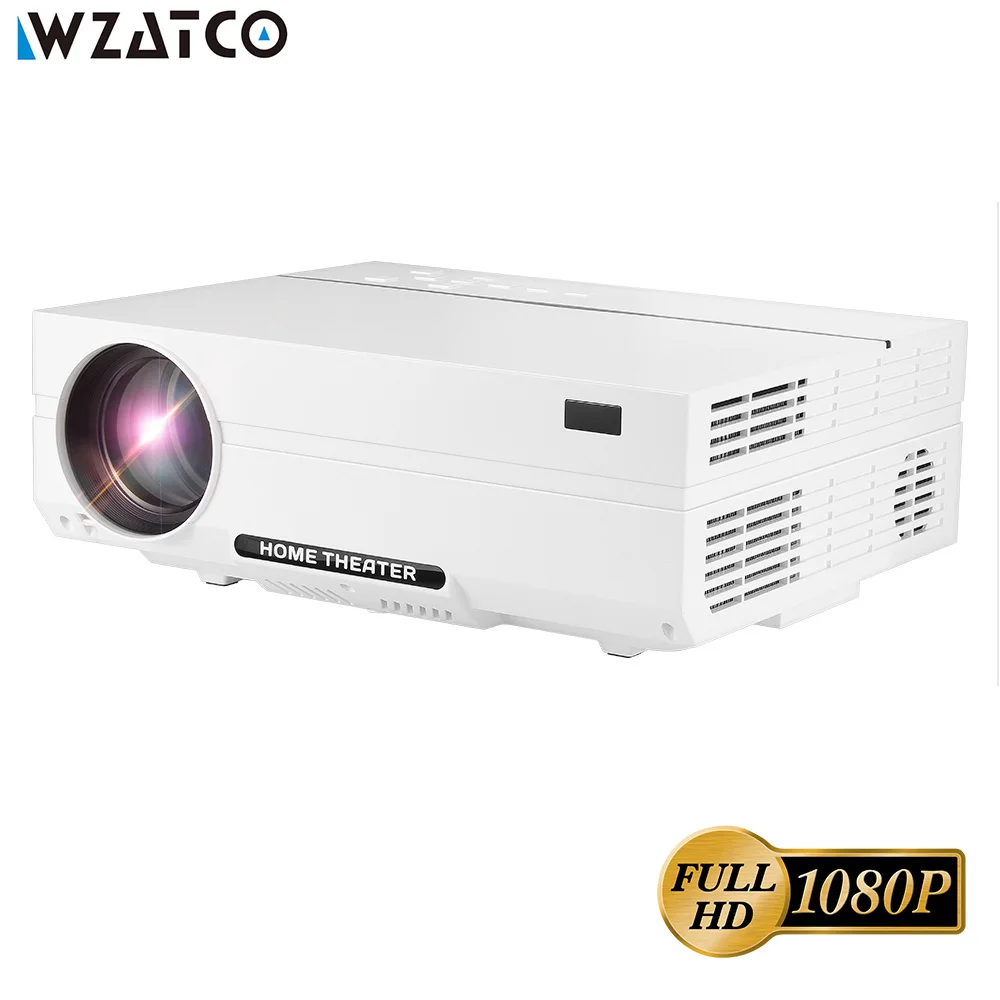 WZATCO CT61 Full HD 1080P Android 7.1 Projector 5500Lumens WIFI Bluetooth LED Projector 1920*1080 HDMI Home Theatre 3D Proyector