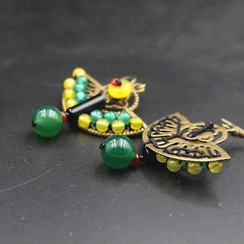 Yanting Ethnic Earrings Natural Colorful Stone Earings Fashion Jewelry Vintage Peacock Feather Handmade Earrings For Women 005 (13)