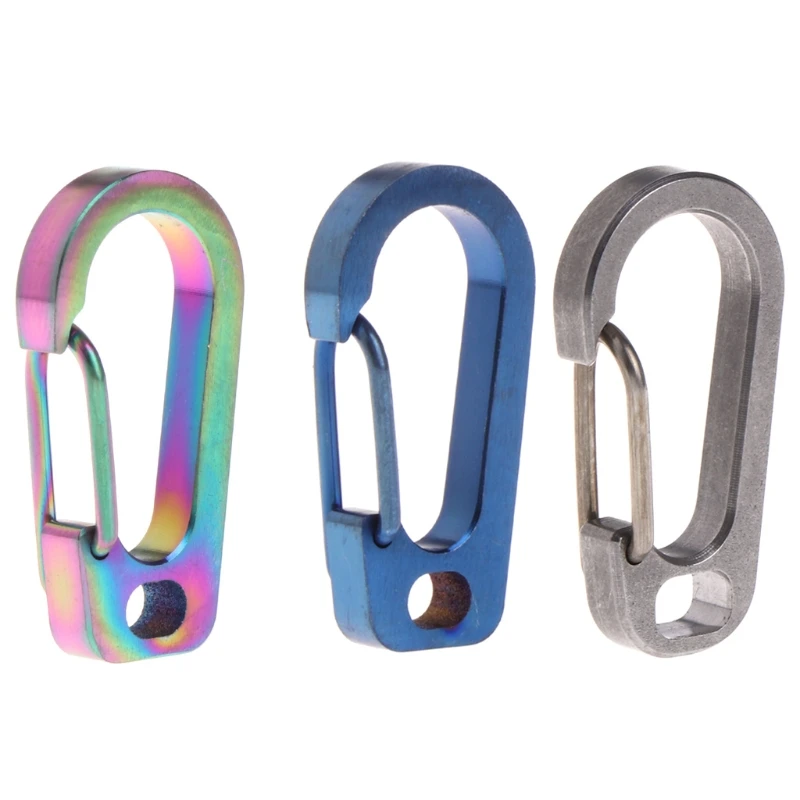 

OOTDTY Titanium Alloy Carabiner Keychain Spring Flat Hole D Flashlight Buckle EDC Tool