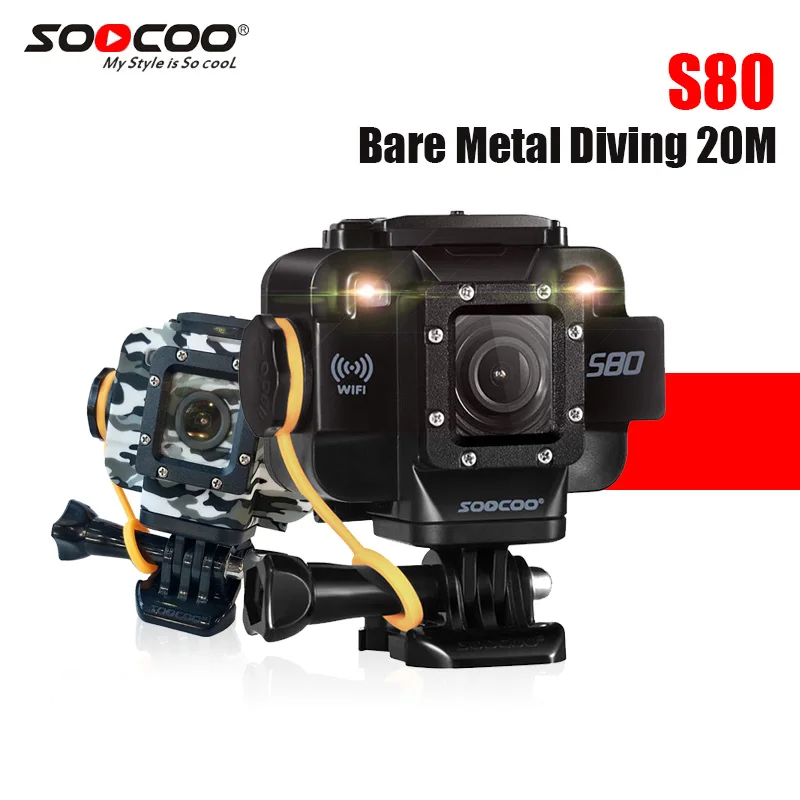 

SOOCOO S80 sport camera with 1.5" Screen waterproof to 20m without a housing support external mic starlight go action camera pro