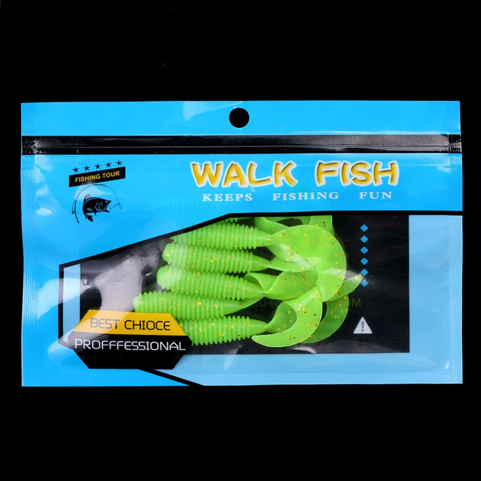 WALK FISH, 6 шт./лот, искусственные рыболовные приманки, 60 мм, 70 мм, мягкие рыболовные приманки, рыболовные снасти хищника, червь, шатается, Мягкая приманка