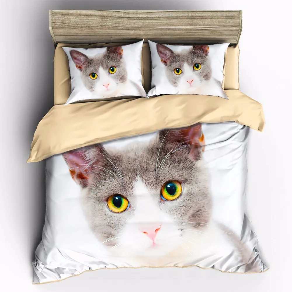 AHSME Высокое разрешение печати можно настроить Король Королева Полный двойной один пододеяльник милый спальное место для кошки набор