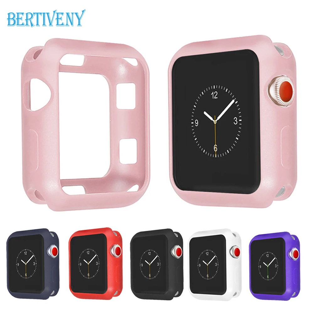 Silicone Shell For Apple watch case 38mm/42mm Full Frame Cover Protective Soft Rubber Case For iWatch series 1 2 3