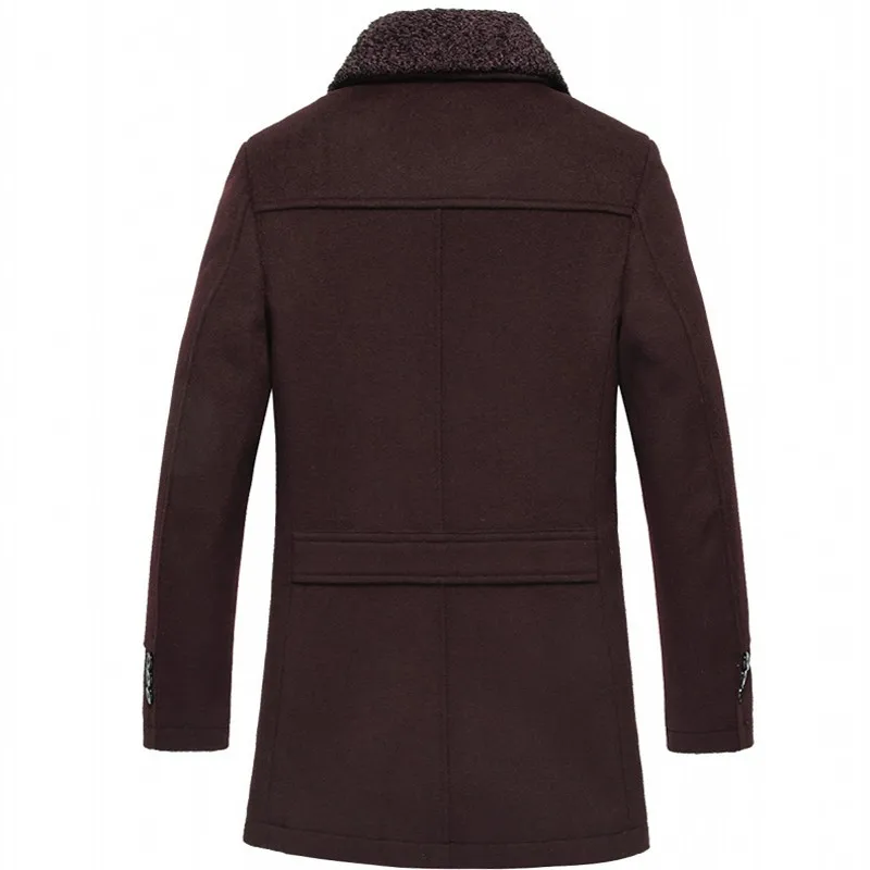  Vintage Mens Winter Wool Coat Lapel Fur Collar Casual Business Man Sobretudo Single Breasted Trench - 32833516111