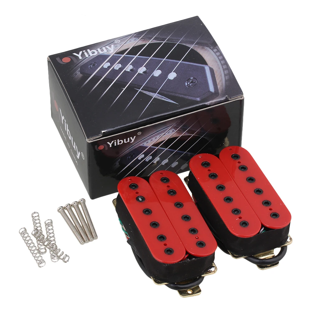 Yibuy керамический магнит красный бесшумный гитарный хамбакер мост шеи набор звукоснимателей