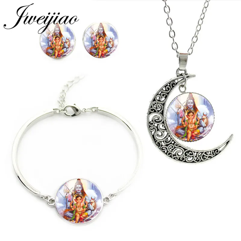 JWEIJIAO Shiva Parvati Ganesha индийское искусство индуическое ожерелье серьги Браслеты