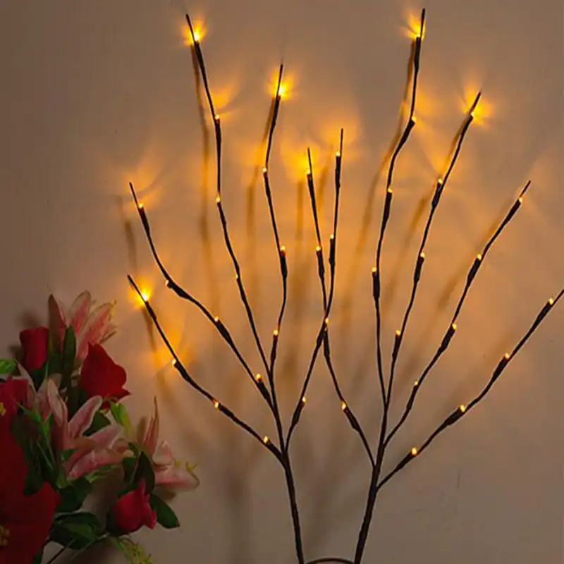 New 20 Bulbs Led Willow Branch Lamp Battery Powered Natural Tall