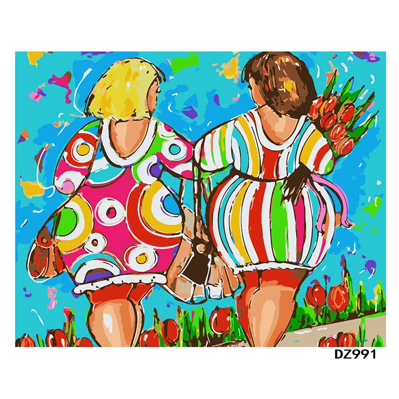 

Girlfriend Shopping flower Cartoon DIY Digital Painting By Numbers Modern Wall Art Canvas Painting Unique Gift Home Decor 40x50