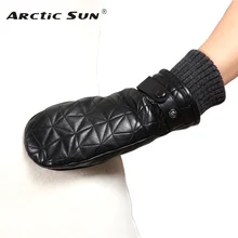 Женские перчатки из натуральной кожи на осень и зиму, утепленные бархатом перчатки без пальцев из овчины, Женские варежки для вождения L155NY