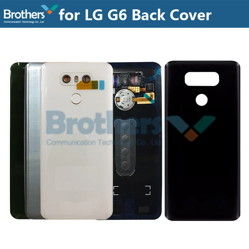 Back Cover for LG G6 Battery Housing with Fingerprint Flex Cable + Camera Lens Circle for LG G6 H870 Battery Door Replacement  (4)