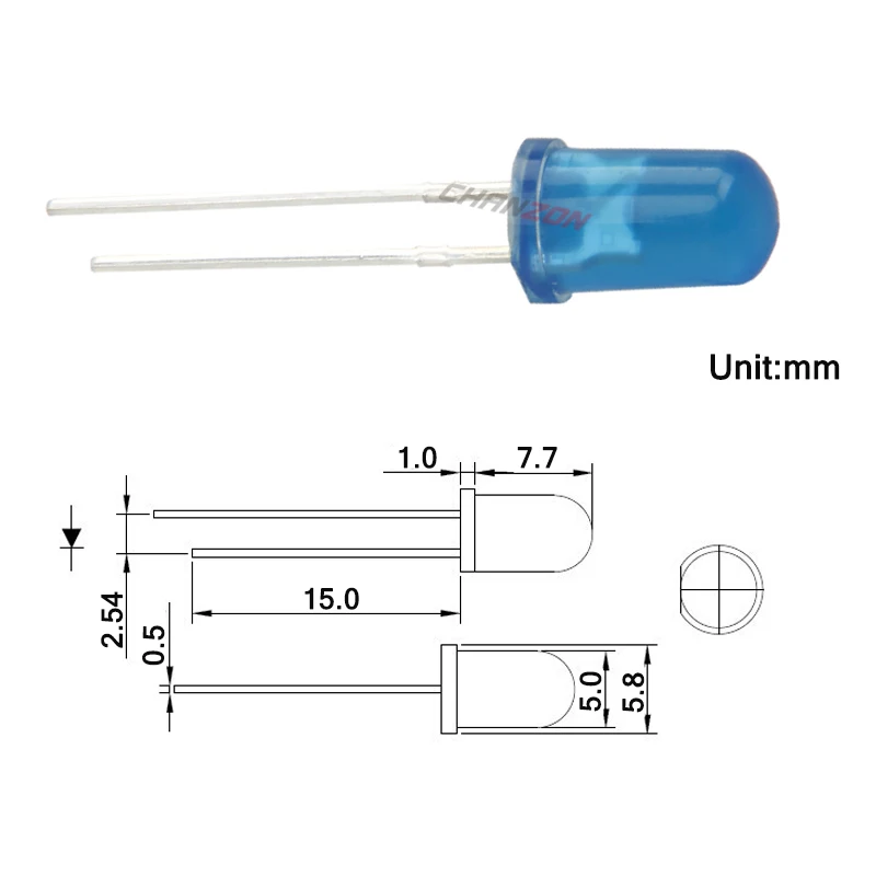 5mm 2pins size blue