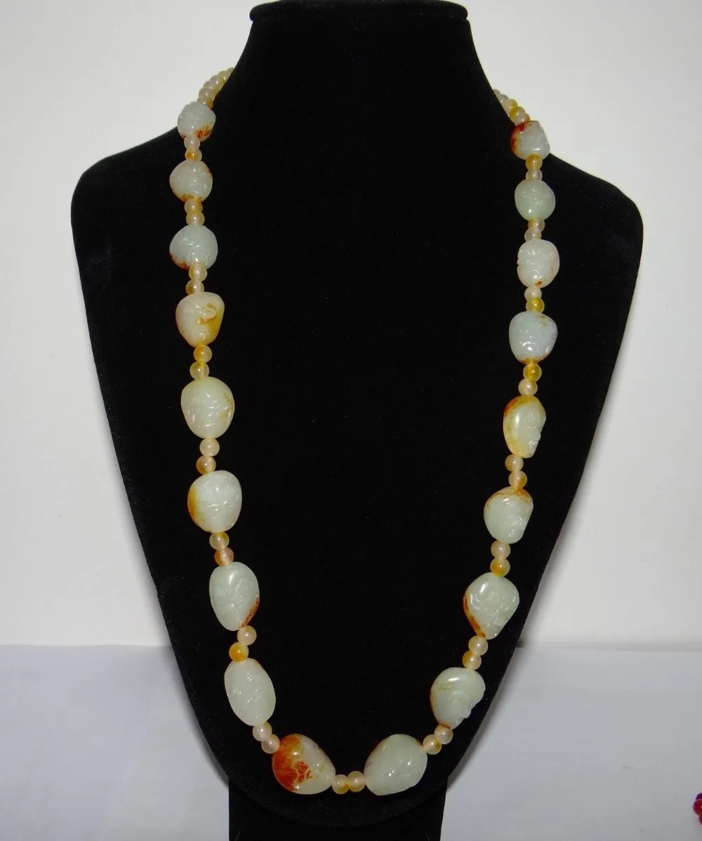 

0001426 China Certificated Nature Nephrite Hetian Jade 18 Arhats Necklace Pendants