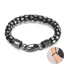 Готический черный мужской браслет из нержавеющей стали ювелирные изделия застежка-краб браслеты хип-хоп панк наручные аксессуары подарок на день рождения