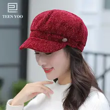 Женский хлопоковый берет, шапки, модный синель, чистый цвет, восьмиугольные береты, Корейская версия, Осень-зима, теплая однотонная Повседневная шапка с дизайном «Тыква»