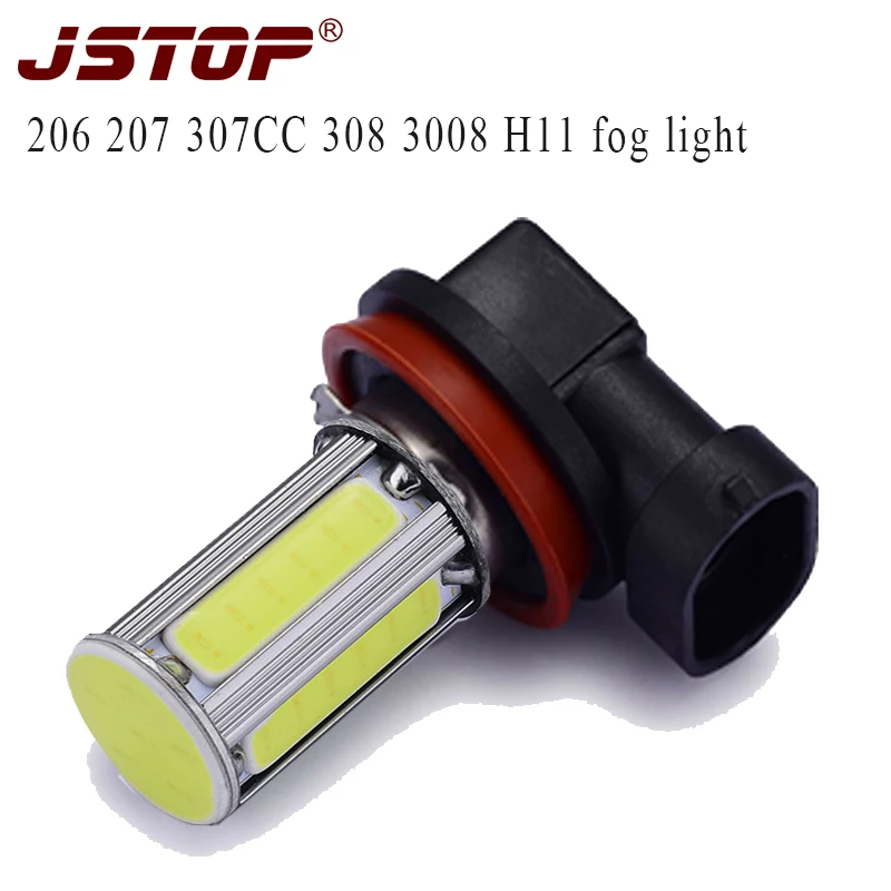 JSTOP 206 207 307CC 308 3008 светодиодные противотуманные фары H11 led 6COB 6000K наружные canbus