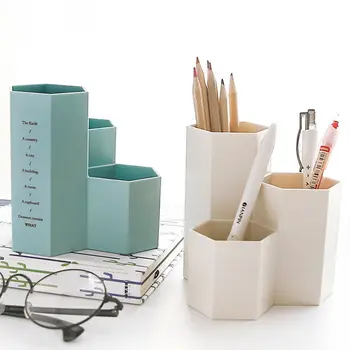 

Coloffice 1PC Korean Creative Fresh Hexagonal Pen Holder Simple Plastic Desktop Storage Box Student Stationery Office Supplies