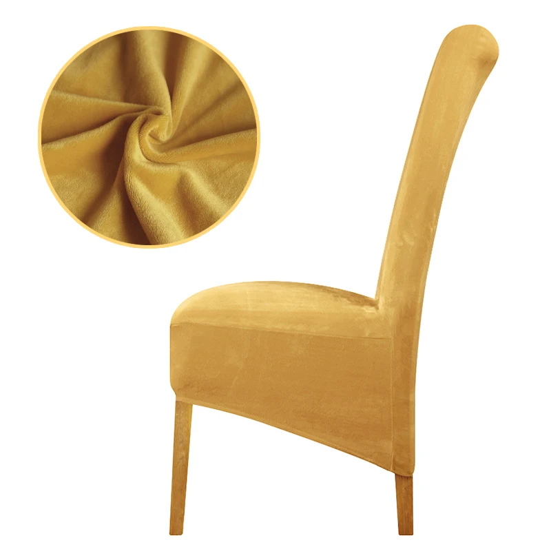 Бархатная ткань Европа длинная высокая королевская спинка чехлы для стульев чехлы для сидений ресторана отеля вечерние банкетные домашние кресла - Цвет: Mustard